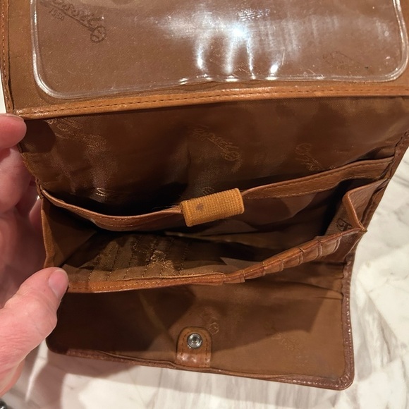 VTG Fossil Wallet Brown Leather Trifold Snap Close Checkbook 4” x 7” - Picture 8 of 15